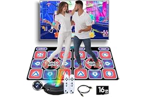 OAMGER Alfombra de baile HDMI con cámara para TV, alfombra de baile para niños y adultos, para dos usuarios con mando inalámbrico, 16 GB, alfombrilla de juego antideslizante, para fitness y danza (A)
