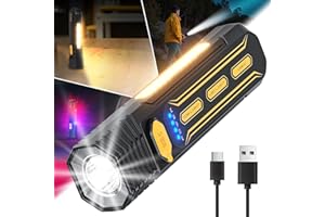 GEARLITE LED Torch Rechargeable, 6 Modes Torches LED Super Bright Rechargeable with COB & Red Light,Waterproof Pocket Small Torch for Workshop, Car, Emergency, Outdoor