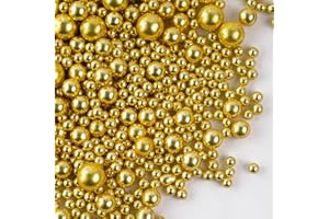 SUJOYGAR Perles comestibles en sucre Or 130g - Décoration pour gâteaux, cupcakes, biscuits, desserts - Décors Sucre perlé Or pour fêtes et célébrations