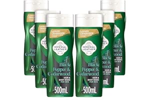 Imperial Leather Black Pepper & Cedarwood Restore 2 in 1 Body Wash Shower Gel Signature Oil Blend, Creamy Lather, Gentle Skin Care, Bulk Buy, Pack of 6x500ml