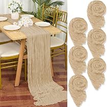 6 Chemins De Table Étanine Beige 55x300cm - Décoration Mariage Rustique Et Bohème