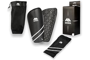 DAWA Schienbeinschoner Kinder Herren Fußball inklusive Stutzen und extra Tragetasche im Carbon-Design