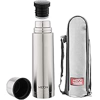 Milton Plain Lid 1000 Thermosteel 24 Hours Hot and Cold Water Bottle, 1000 ml, Silver