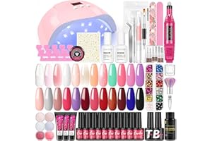 Coscelia Kit Sermipermanente Unghie 15pz Smalti Semipermanenti con 36W Lampada LED+UV, Kit Ricostruzione Unghie 3pz Poly Extensione Gel con Dipping Powder Fresa per Unghie Set Strumenti Completo