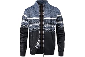 MeiLayM Uomo Autunno Inverno Cardigans Cerniera Intera Giacca Maglione Maglia Manica Lunga Cardigan Cappotto Foderato in Pile Caldo Maglione Cardigan Felpa Camicia Felpa