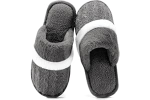GOEWY Hausschuhe Damen Herren Winter Plüsch Wärme Pantoffeln Weiche Flache Memory Foam Home Rutschfeste Slippers