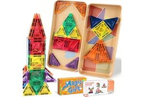 LumenVela Blocchi Magnetici da Viaggio, 26 Pezzi Set Costruzioni Magnetiche da Viaggio per Bambini con Dcatola, Piastrelle Magnetiche Bambini per Ragazzi Ragazze 3+ anni (26 Pezzi)