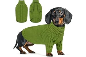 Queenmore Small Dog Jumper UK, Stretchy Knitted Pet Sweater for Cold Weather, for Cocker Spaniel, Poodle, Cockapoo, Pomeranian (Green, S)