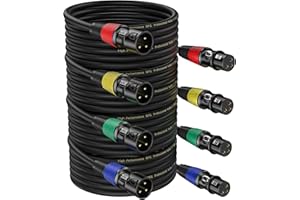 BEITSZ 5M XLR Cables 4 Packs, XLR Male to Female Microphone Cable for Studio Recorder, Mic, Mixer, Speaker System, Phantom Power