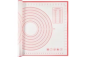 JEWAN Silikonowa mata do pieczenia, 70 x 50 cm, mata silikonowa, antypoślizgowa, duża mata do pieczenia, wielokrotnego użytku, do ciasteczek, pizzy, chleba, fondantów