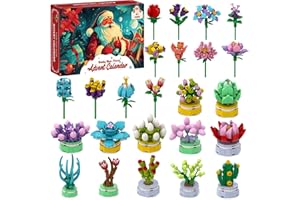 ‎PEIRANUP Adventskalender 2025 Blumen Bausteinen für Kinder –Weihnachtskalender mit 24 STEM Verschiedenen Blumen Sukkulente Zimmerdeko und Geschenkidee Kreatives Bauspielzeug für Jungen & Mädchen