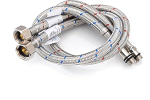 Home Range 600mm WRAS Approved 2 x M12 x 1/2” |5 Lengths| BSP Flexible Hose Pipe Tails, Replacement Kitchen Sink/Bathroom Basin Monobloc Tap Connectors, 304 Stainless Steel Braided Flexi Pipes