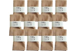 WAVATA 12 tovaglioli in lino di alta qualità, 100% naturale, tovaglioli in tessuto da cucina, decorazione da tavolo, per Natale, matrimonio, compleanno, 40 x 40 cm, colore cachi