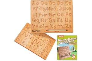 TENFANS TanFans - Tablero de madera para calcar el alfabeto, juguete educativo Montessori para preescolar, desarrollo de habilidades motoras finas, aprende a escribir ABC, herramienta de práctica de letras de