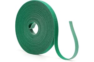 KINGLAKE 12mm 10m Green Garden Tape Plant Tie, Self Adhesive Hook and Loop Tape, Sticky Strips Tree Shrub Ties Strap