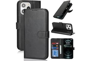 Zouzt Hülle für iPhone 13 Pro Max / 12 Pro Max 6,7-Zoll, Stoßfestes PU Leder Handyhülle Lederhülle Klapphülle mit Kartenhalter und Standfunktion Flip Leather Wallet Phone Cover (Schwarz)