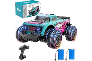 EVARY Coche Teledirigido RC con Faros LED,1/20 RC Auto con 2 Baterías 60Min Play,con Batería Recargable/Luces/2 Velocidades 10 y 20km/h, 2,4 GHz, para Niños 6-14 Años, Regalos Navidad Cumpleaños