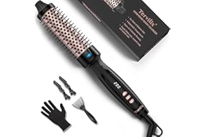 Terviiix Thermal Brush 32MM Ceramic Tourmaline Ionic Curling Brush, Volumizing Hot Brush Create Root Volume & Loose Curls, Digital Display 5 Temperatures Heated Round Brush Volumizer, Dual Voltage