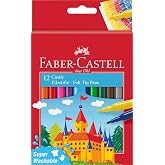 FABER-CASTELL - Castle Marker Set, 12 Colours | Washable Markers with Vivid Colors for Kids and School