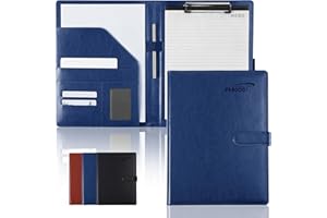 FASOOD Skórzana teczka z klipsem A4 (niebieska)