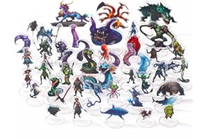 IPEAU DND Miniatures Coastal Swamp & Underwater Dungeons and Dragons Starter Set Mini pour D&D 5E Pathfinder Figurines plates en acrylique TTRPG Accessoires de jeux de rôle Cadeau pour DM-A