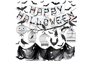 iZoeL Halloween Decorazioni Addobbi Halloween, Ghirlanda Stoffa Nero Spirale Sospesa Zucca Pipistrelli Corvo, pour Decorazioni Casa/Interni/Esterni/Casa Stregata/Giardino