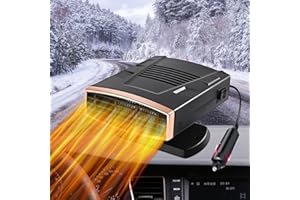 Chuankefanxing Calentador de Coche, 12V 150W Calefacción Rápida Desempañador, 2 en 1 Calentador de Coche Portátil con Enchufe de Encendedor de Cigarrillos, 360° Desempañador de Parabrisas Giratorio