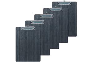 GUOKOFF 5 Pièces En Bois Porte-bloc A4 avec Pince, Clipboard A4, Porte Bloc A4 Avec Pince, Planchettes à Pince pour Papier d'écriture Memo des Dossiers, Porte Document A4 Avec Clip, Noir