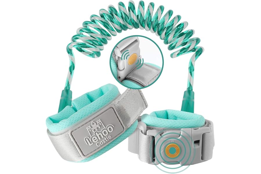 Lehoo Castle Baby Reins for Walking, 1.5M Toddler Reins for Kids with Induction Lock, Anti Lost Wrist Link Wrist Reins, Child Safety Harness for Autism Boys Girls (Green)