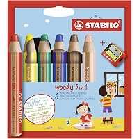 Woody Ardoise STABILO Woody 3in1 - Crayon De Couleur - Lot X 5 Crayons De Coloriage - Bleu Cobalt Moyen Stabilo Stylo