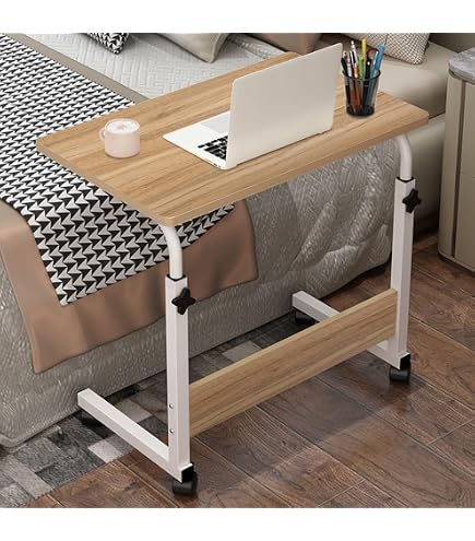 Tavolino Computer Regolabile DlandHome - 60x40 Cm, Altezza 71-90 Cm, Con Rotelle E Slot Per Tablet, Nero