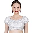 ND & R Women's Readymade, Banarasi Brocade (Chanderi) Short Sleeve Ladies Blouse, Choli for Saree, Ready to Wear.