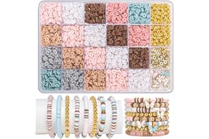 BOMULEZG Cuentas de Arcilla Polimérica 6 mm perlas de arcilla polimérica 24 Colores Arcilla Polimérica Bolitas Kit para enhebrar, perlas de arcilla polimérica, regalos para niños, adultos en Navidad (Caqui)