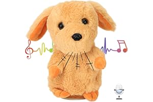 Hopearl Chiot parlant répète ce que vous dites chien noding jouet animé interactif parlant peluche cadeau pour les tout-petits, marron, 18,2 cm