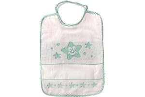 PANINI TESSUTI Bavoir bébé avec broderie de étoiles fermeture avec élastique – 100% coton – 24 x 31,5 cm, vert