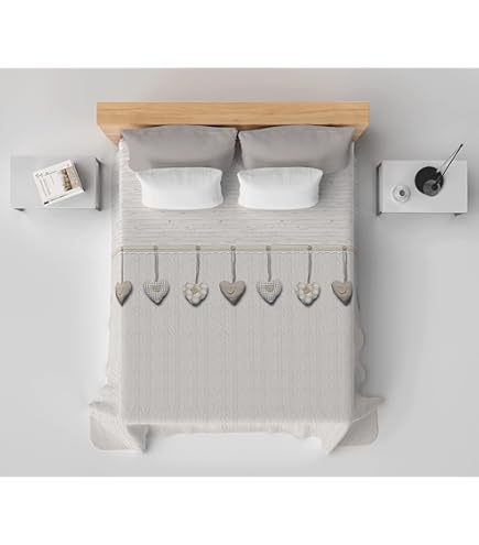 Trapuntino Matrimoniale A Cuoricini - Microfibra Leggera, 250x250 Cm, Tortora - Foto 3