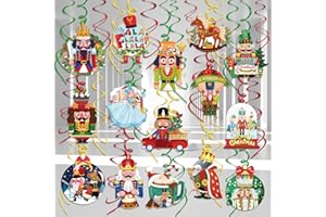 DPKOW Świąteczny dziadek do orzechów, wiszące dekoracje świąteczne, dziadek do orzechów, żołnierz, spiralne serpentyny, Boże Narodzenie, dekoracje sufitowe, dziadek do orzechów, impreza, folia, wir