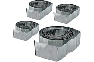 Relaxdays Bordure de Jardin métal, Lot de 4, Clôture Gazon 10 m, Massif, Potager, Parterre, pelouse Vert, 16 m, Argent