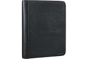 STILORD 'Tate' Vintage Organizer A4 Leder Konferenzmappe Echt Leder Dokumentenmappe mit Ringbuch Schreibmappe für Tablet 11 Zoll Ledermappe mit Reißverschluss Retro, Farbe:Obsidian schwarz