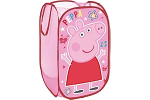 Superdiver - Contenedor plegable de Peppa Pig, Licencia Oficial: Para guardar y almacenar juguetes y ropa - 36x36x58 cm - Fácil de guardar. Perfecto para niños y niñas.