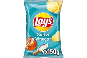 ‎LAY'S Lay's Salt & Vinegar Geschmack- Knusprig gewürzte Kartoffelchips für eine gelungene Party (9 x 150 g)