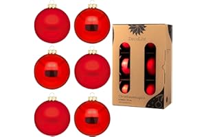 DecoLite: Christbaumkugeln aus Glas Ø 10 cm (6 Stück) - Rot - matt/glänzend