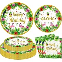 Hawaiianische Luau Party Set 60-tlg | Für 20 Personen | Tropische Teller & Servietten | Strand Party Deko