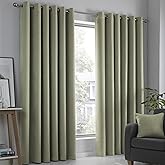 Fusion - Strata - Blockout Pair of Eyelet Curtains - 66" Width x 90" Drop (168 x 229cm) in Green