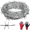 Barbed Wire 1.6mm x 15.4 Metres (50ft) 18 Gauge 4 PT Carft Wire, Real Barb Wire Easy to Bend Perfect for Yard or Crafts (15.4M(50ft))