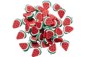 Airssory 100 Pcs Polymer Clay Mini Water Melon Fruit Slice Pendants Watermelon Charms for Keychain Jewelry Making DIY Crafting Findings - 17~22mm
