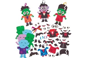 Baker Ross FX745 Dekorationskit för vampyrer och monster - 8-pack, Halloween-dekorationer och pyssel för barn