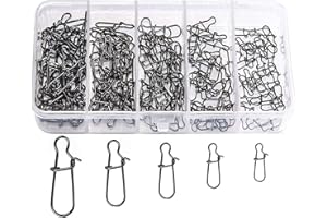 SHADDOCK FISHING Shaddock Pesca® 150Pcs/caja Duo Lock Snaps Conector Giratorio Negro Nice Snap Swivel, se deslizará Anillos Acero Inoxidable – Emerillones de Pesca Tackle Kit - 26lb-77lb para la Pesca de Carpas