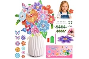 Acsatont Blumen Basteln Mädchen, Basteln Diamond Painting Geschenke, Bastelset Kinder Mädchen ab 6 7 8 9 10 Jahre, Blumenstrauß für Kindertag Mädche Geburtstagsgeschenk