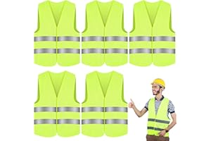STARVORTEX 5Pcs Reflective Hi Vis Jacket, Velcro-strip High Vis Vests, High-visibility Security Vest, Durable Hi Vis Vest, Lightweight Security Jacket, Breathable Reflective Vests for Men Women